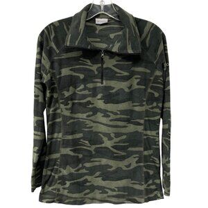 Columbia Camo Fleece 1/4 Zip Sweater Green Youth Size M